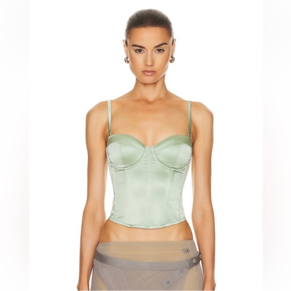 Fleur du Mal NEW NWT Sage Green Silk Hamptons Bustier Top - Picture 5 of 16